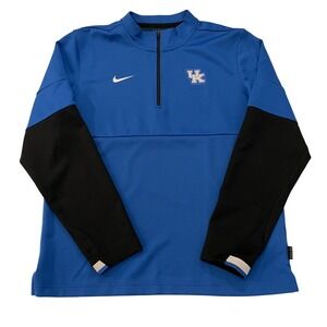 Nike Kentucky Wildcats Mens Medium Dri-FIT Quarter Zip Pullover Blue Black UK
